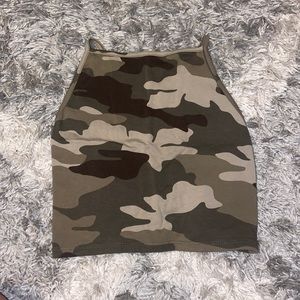 Garage camo back tie halter tank